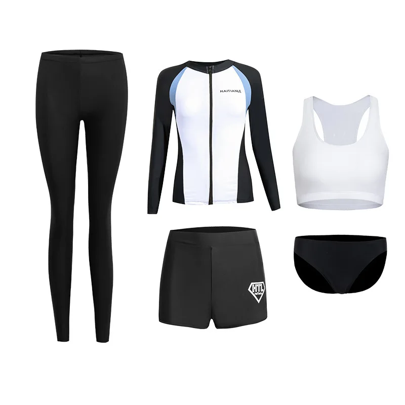 قميص وسراويل للسباحة بأكمام طويلة للرجال/النساء للحماية من أشعة الشمس فوق البنفسجية قميص وسراويل رياضية للتمرين والجري والمشي لمسافات طويلة ملابس رياضية