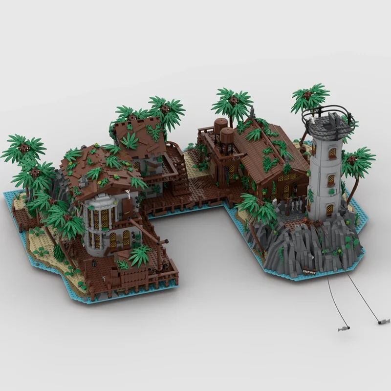 

9886 шт. MOC Пиратский островной залив с архитектурой Харборда, строительные блоки, модель в сборе, игрушки, детские праздничные подарки