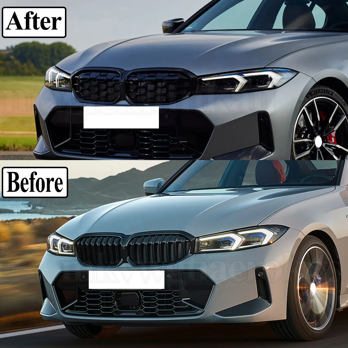 

Front Kidney Grill For BMW 3 Series G20 LCI 2023 2023 2024 Black Diamond Style Honeycomb Racing Grills Air Inlet Mesh Grill