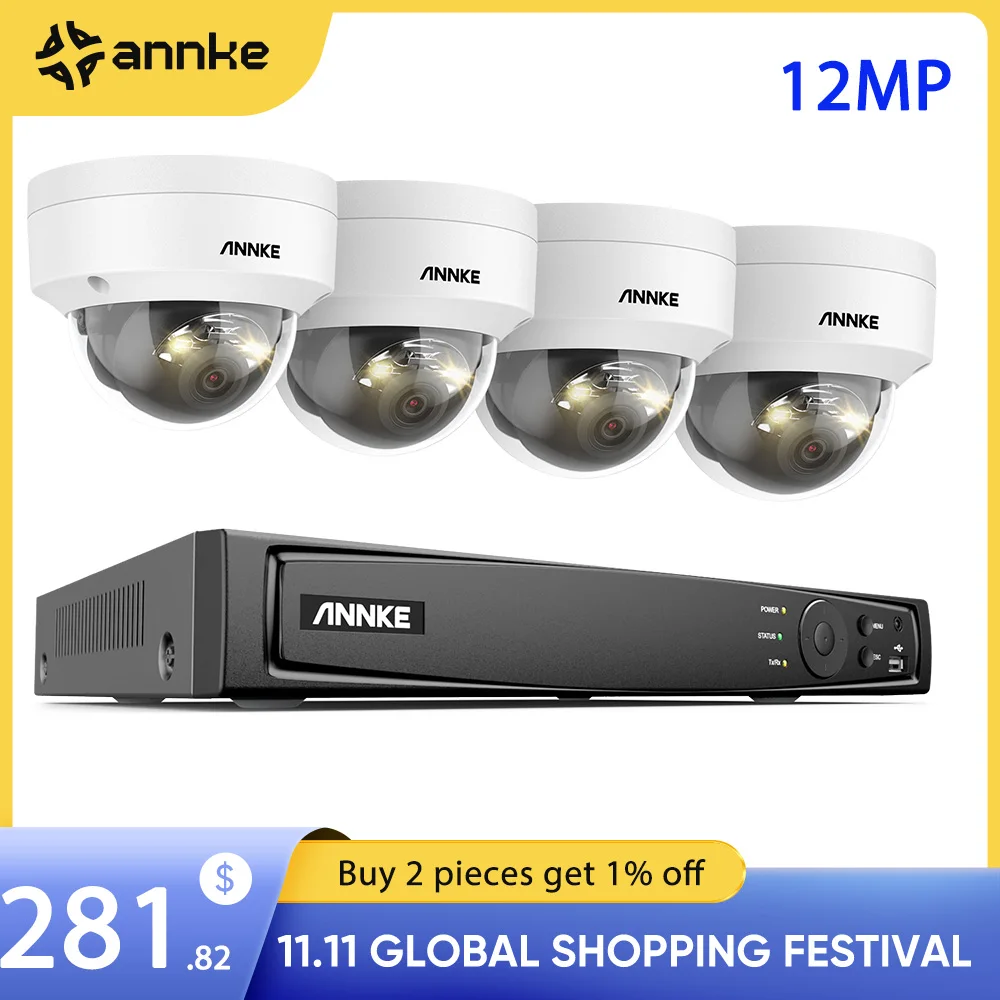 ANNKE 12MP Security Camera System Ultra HD 12MP POE NVR Built-in mic Dual Light Color Night Vision CCTV Video Surveillance Set