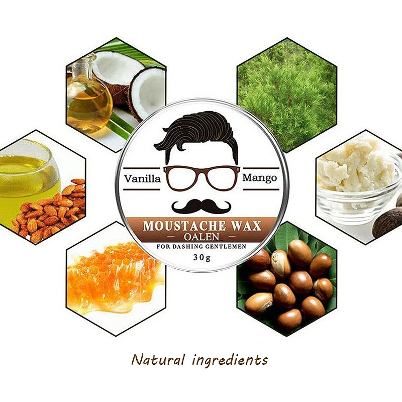 Lanthome-Cera Barba Masculino, Atraente, Bigode, Bigode, Nutritivo, Cuidados, Melhorar Messy, Sparseness, Reduzir Curls, Crescimento do cabelo