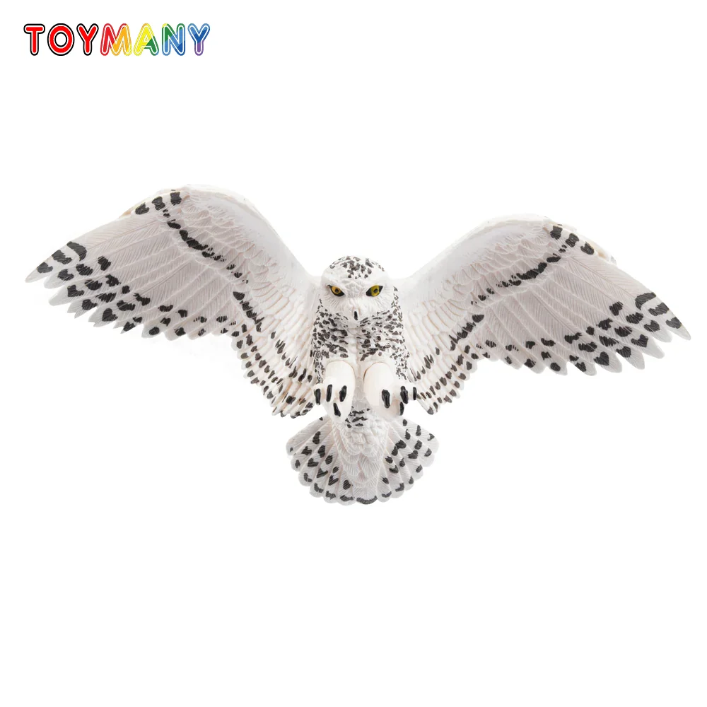 Toymany Simulation Snowy Owl Polar Animal Model Toy Mini Figures Dolls Action Figurines Toys for Children Gift Cake Decoration