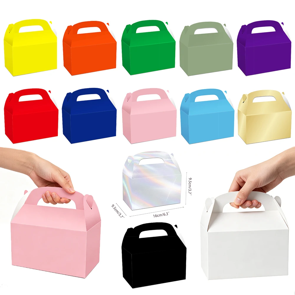 Boîtes cadeaux en papier Kraft de couleur unie, 5 à 50 pièces, boîtes à friandises pour fête, boîtes à bonbons et biscuits, fournitures pour fête d'anniversaire et de mariage