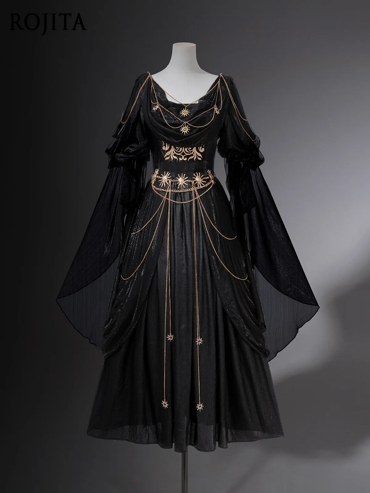 

Dark Night Messenger Original Greek Wandering Style National Style Han Element Lolita Dark Goddess Dress Black Dress Women