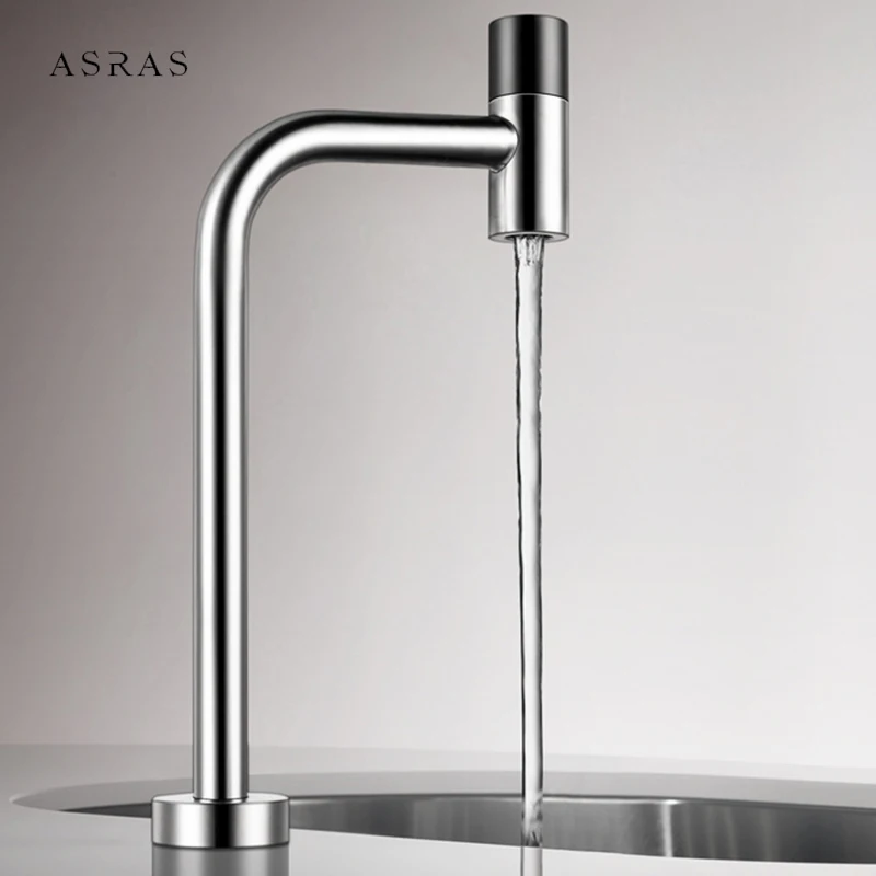 ASRAS New Drinking Kitchen Filter Faucets Rotary Switch 304 Stainless Steel Brushed Single Cold Kitchen Faucet