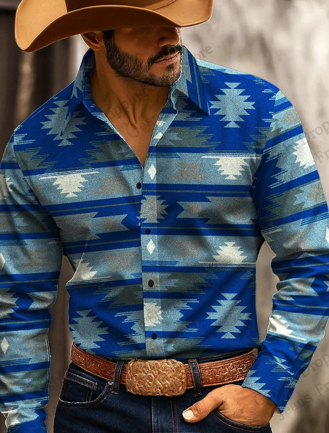 

Мужская ацтекская винтажная этническая рубашка с длинным рукавом в стиле вестерн, ковбойская рубашка с 3d принтом, мужская и женская модная повседневная официальная рубашка, блузка на пуговицах