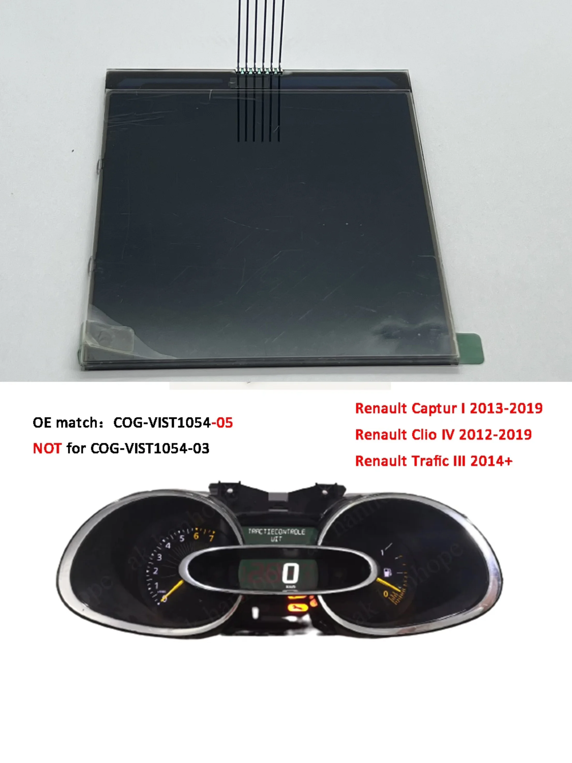 

For Renault Clio IV Captur I Trafic III Dashboard LCD Display Instrument Cluster Screen COG-VIST1054-05