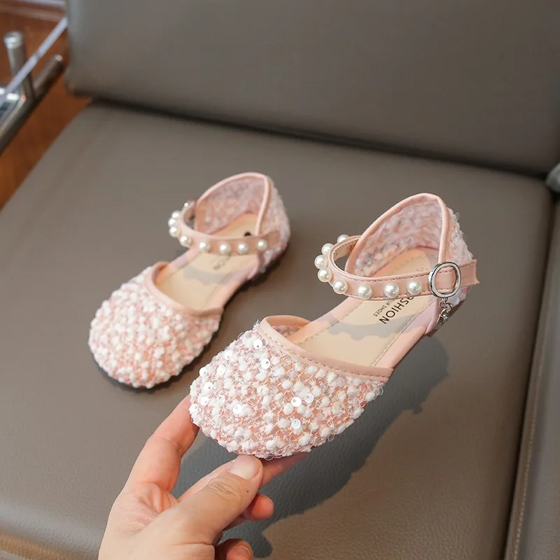 Girls' Princess Shoes 2024 Spring and Autumn New Western Fashion Little Girl Single Shoes Children's Crystal Performance Shoes