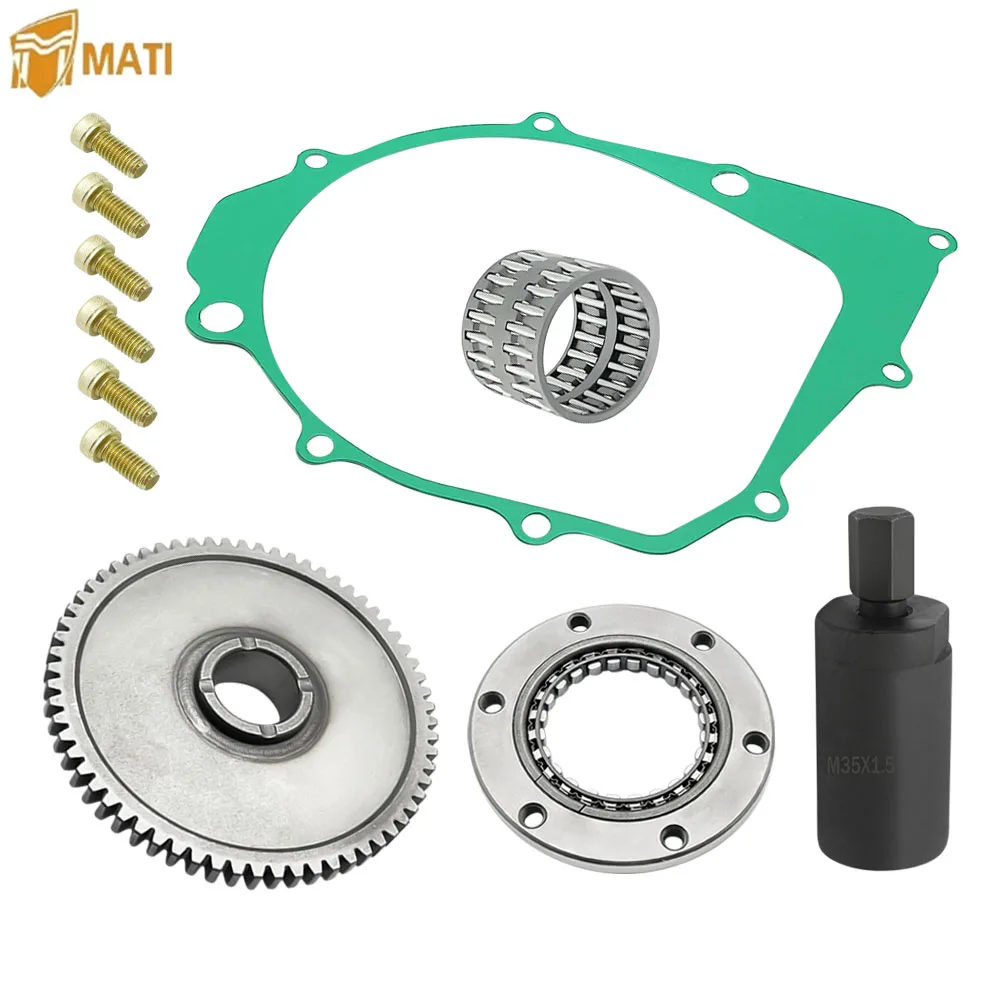 Starter Starting Clutch One Way Gear Bearing Gasket Flywheel Puller Kit for Yamaha Warrior 350 Raptor 350 Big Bear 350 Kodiak400