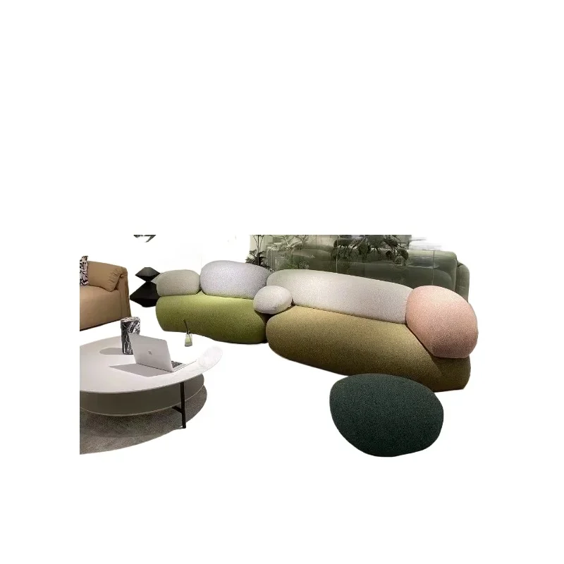 حصاة إيطالية، أريكة قماش فاخرة خفيفة على الطراز الكريمي