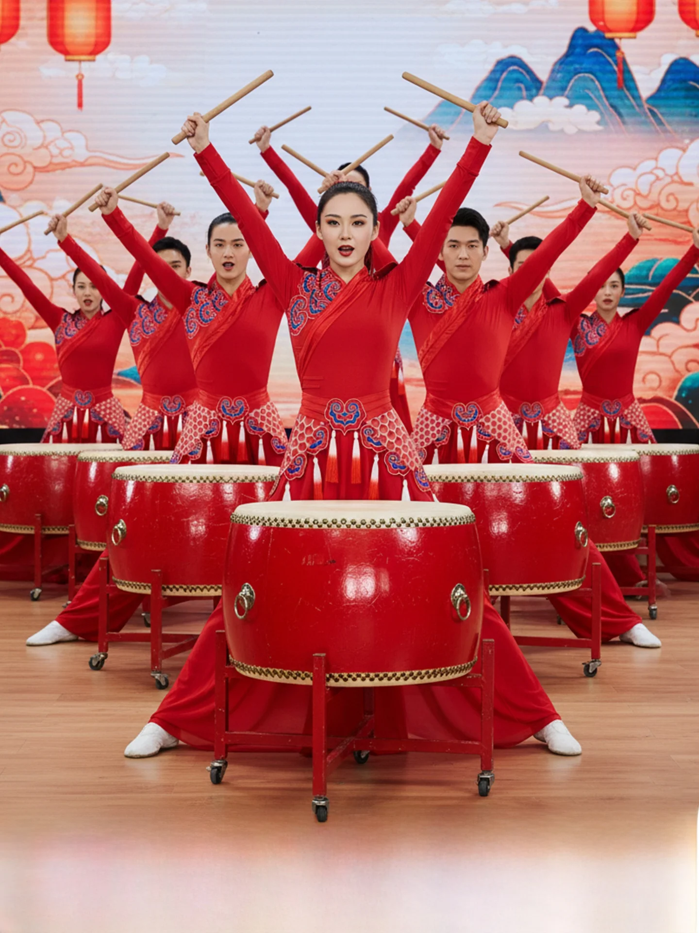 

Adult Drum Performance Costume Women's 2025 New Waist Drum Opening Dragon Dance Drum Rooster Drum Big Drum Winter Stage Outfit