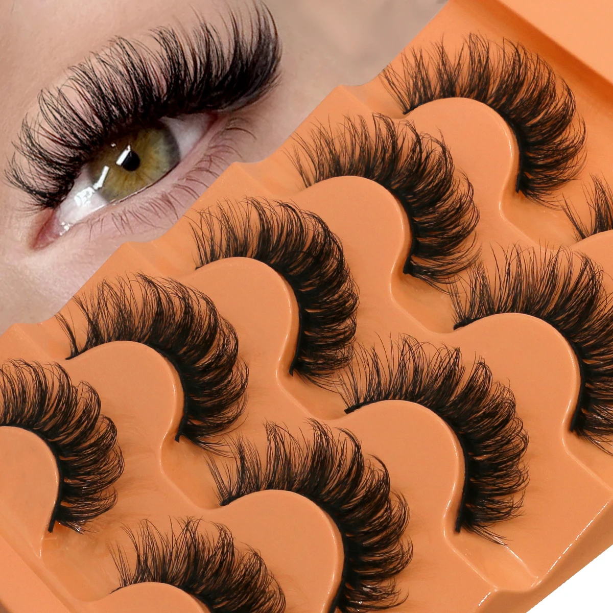 

5 Pairs Fluffy Eyelashes 8D Volume False Lashes Russian Strip Lashes Extensions Thick Soft Curly Fake Lashes Makeup