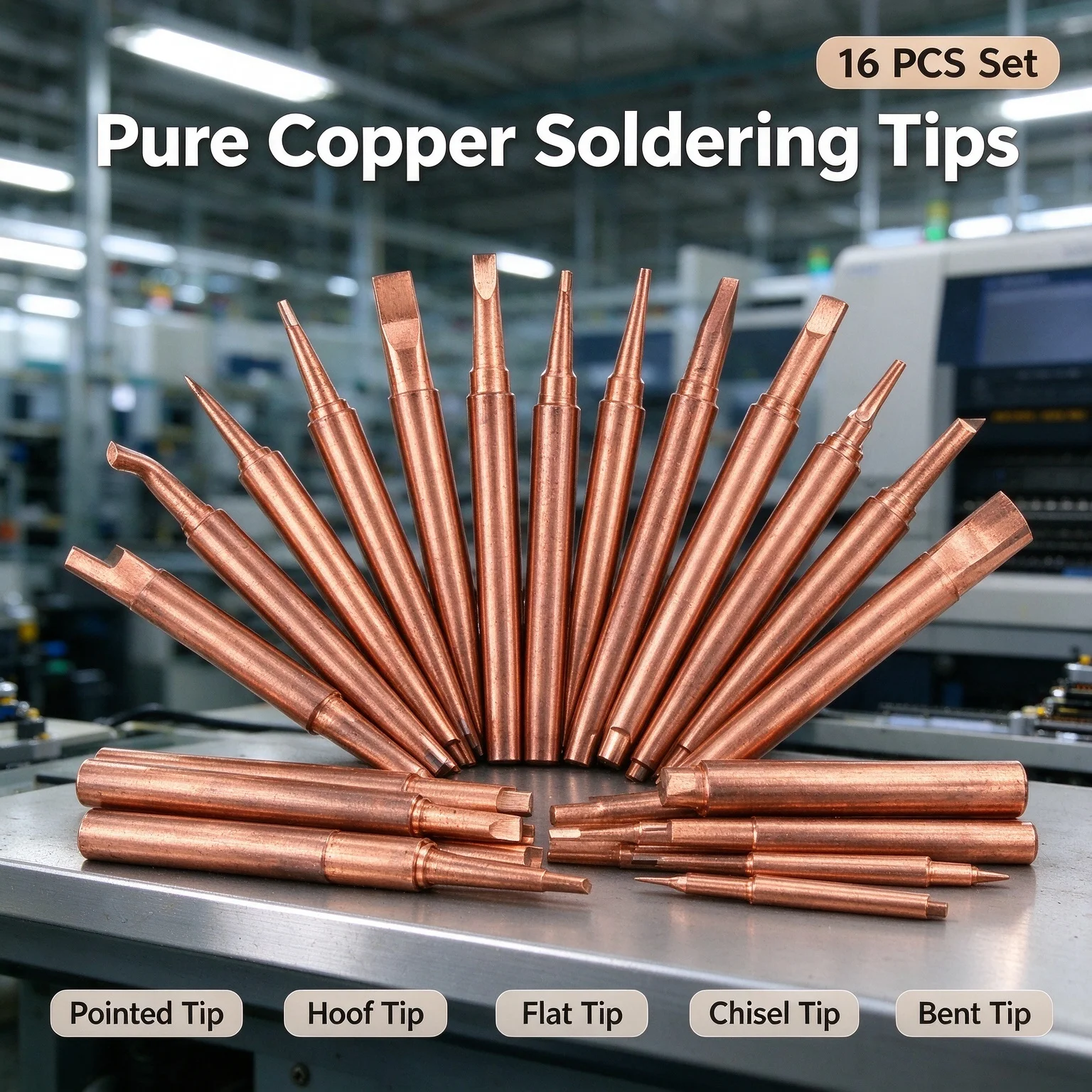 16pcs 900M-T Pure Red Copper Diamagnetic Solder Iron Tips High Quality Lower Temperature Soldering Welding Tools