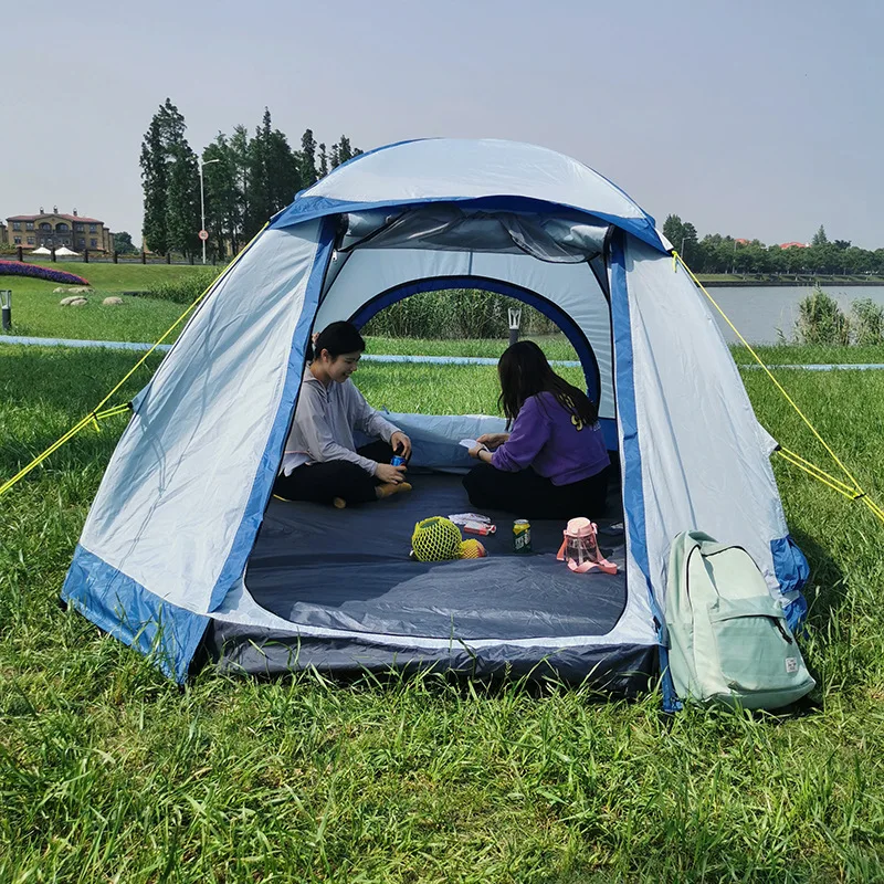 Three-person inflatable camping tent outdoor wind-proof and rain-proof camping tent without building a quick-opening beach tent.