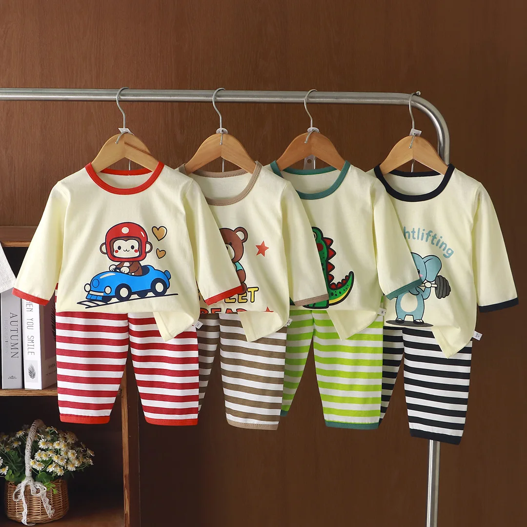 2PCS/Set Boys and Girls Summer Pajamas Suit Cotton Kids Sleepwear