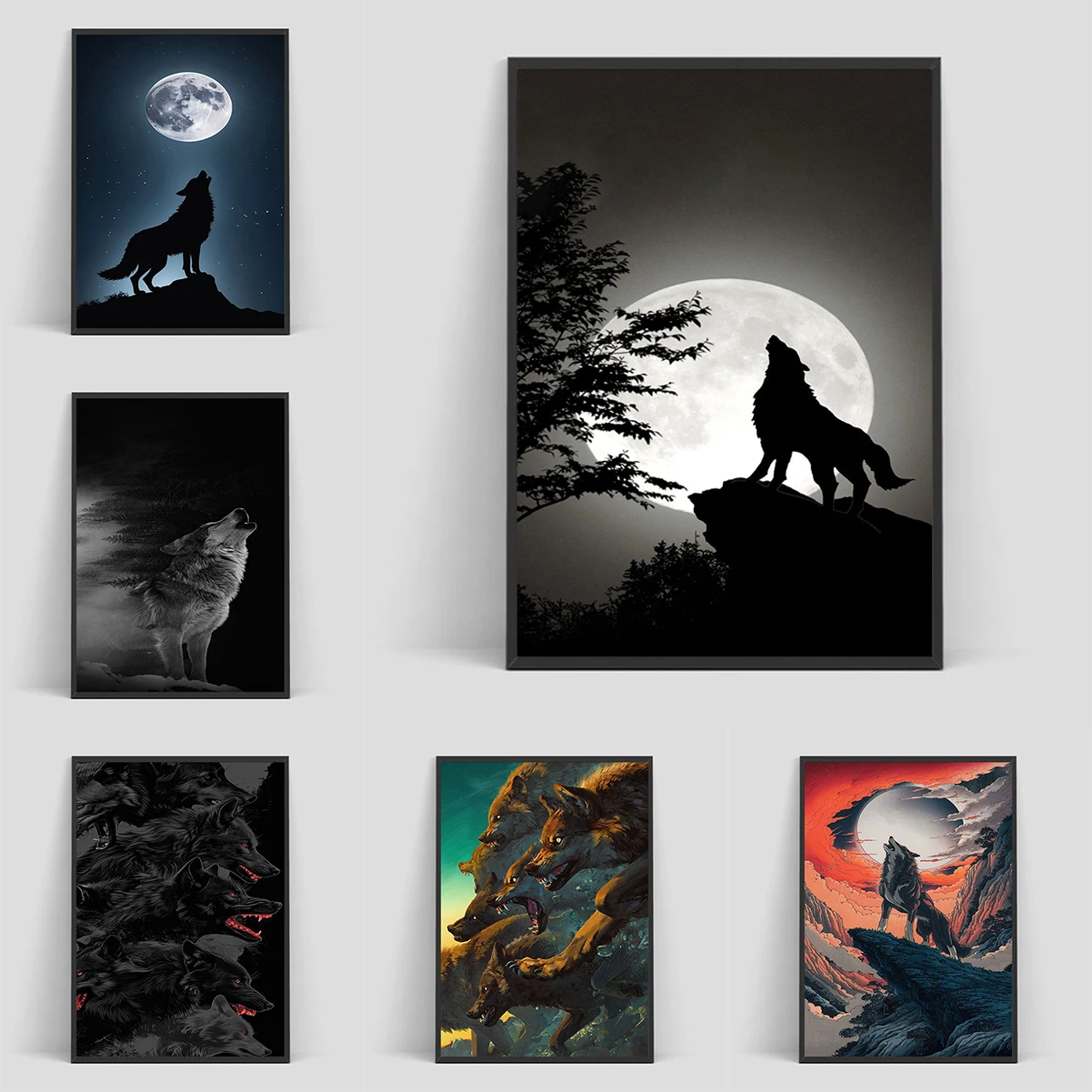 

Black Wolf Painting Canvas Poster Wild Animals Predator Wall Art Pictures for Living Room Bedroom Bar Modern Home Decor