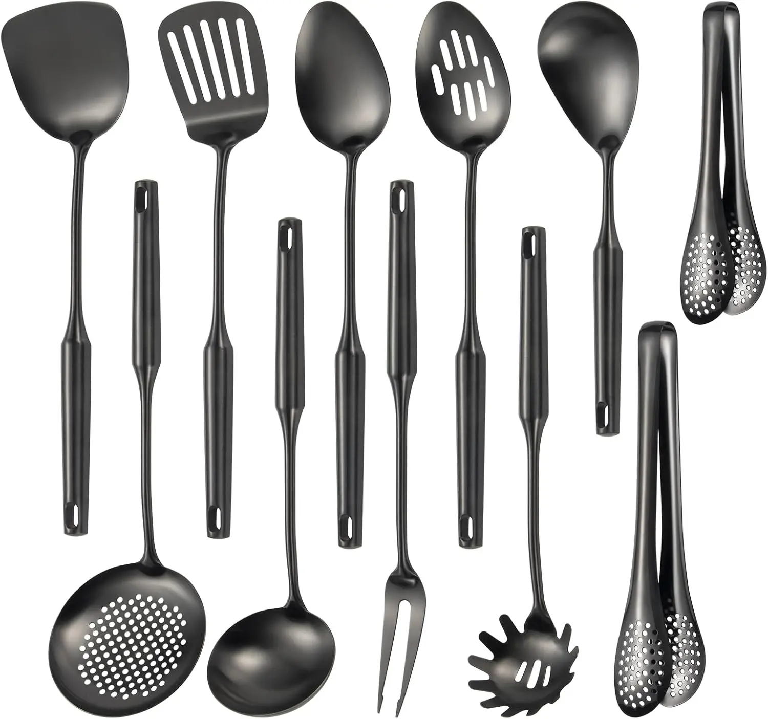 

11 Pcs 304 Stainless Steel Kitchen Utensils Set, Black, Dishwasher Safe