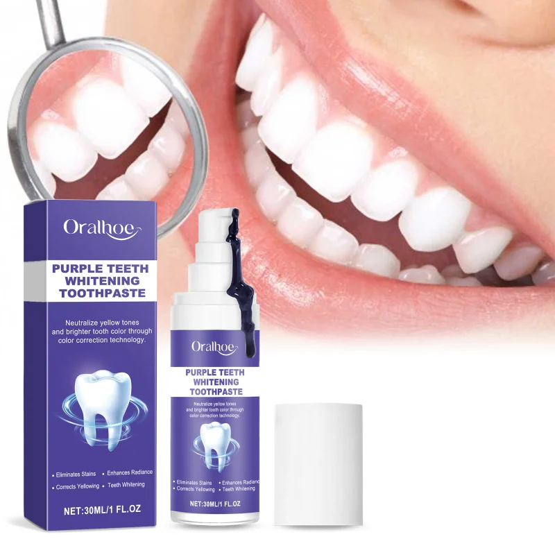 

Purple Teeth Brightening Toothpaste - Stain Removal, Yellow Teeth Improvement, Mild Cleaning & Oral Hygiene Care Toothpaste