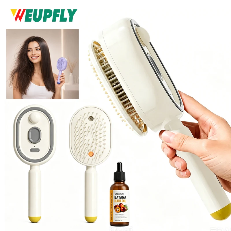 All in One Misting Aqua Detangler Brush Electric Spray Air Cushion Massage Comb Self-Clean Liquid Spray Hair Brush
