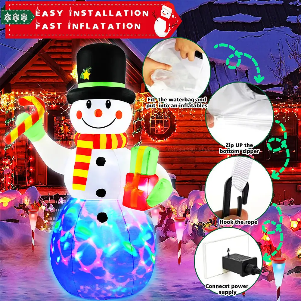 عيد الميلاد نفخ ثلج قصب الحلوى هدية صندوق ثلج المدمج في الملونة تدوير مصباح ليد عطلة حديقة فناء الحديقة هدايا الحفلات