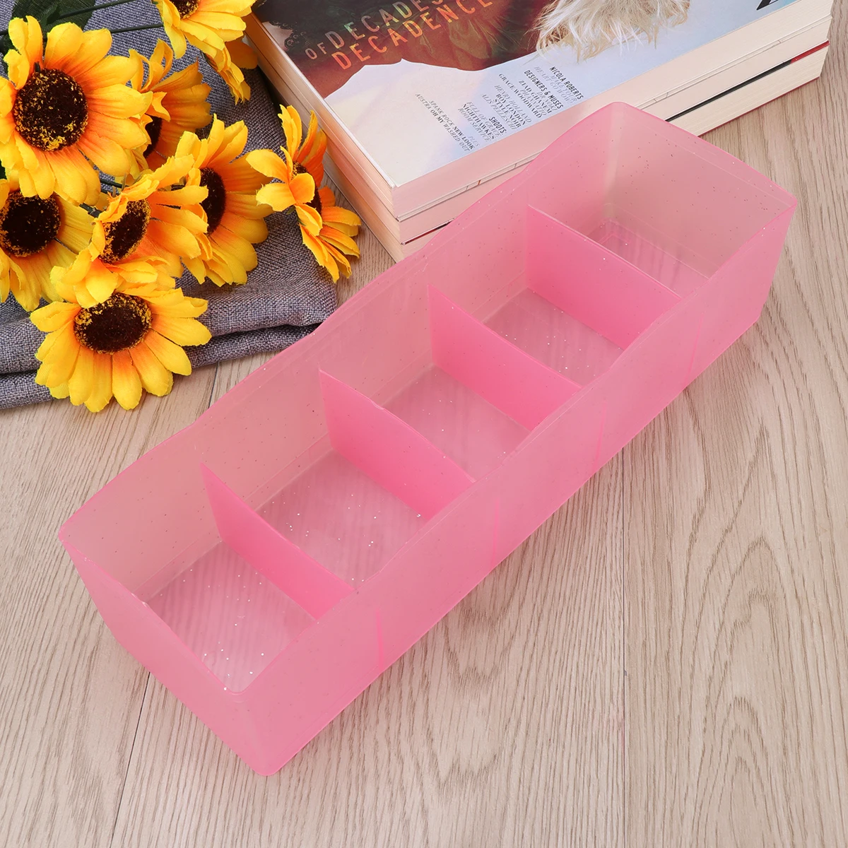 

Multi-function Five Grids Plastic Underwear Socks Ties Separator Organizer Case Desk Drawer Closet Organizer Storage Box (Transp