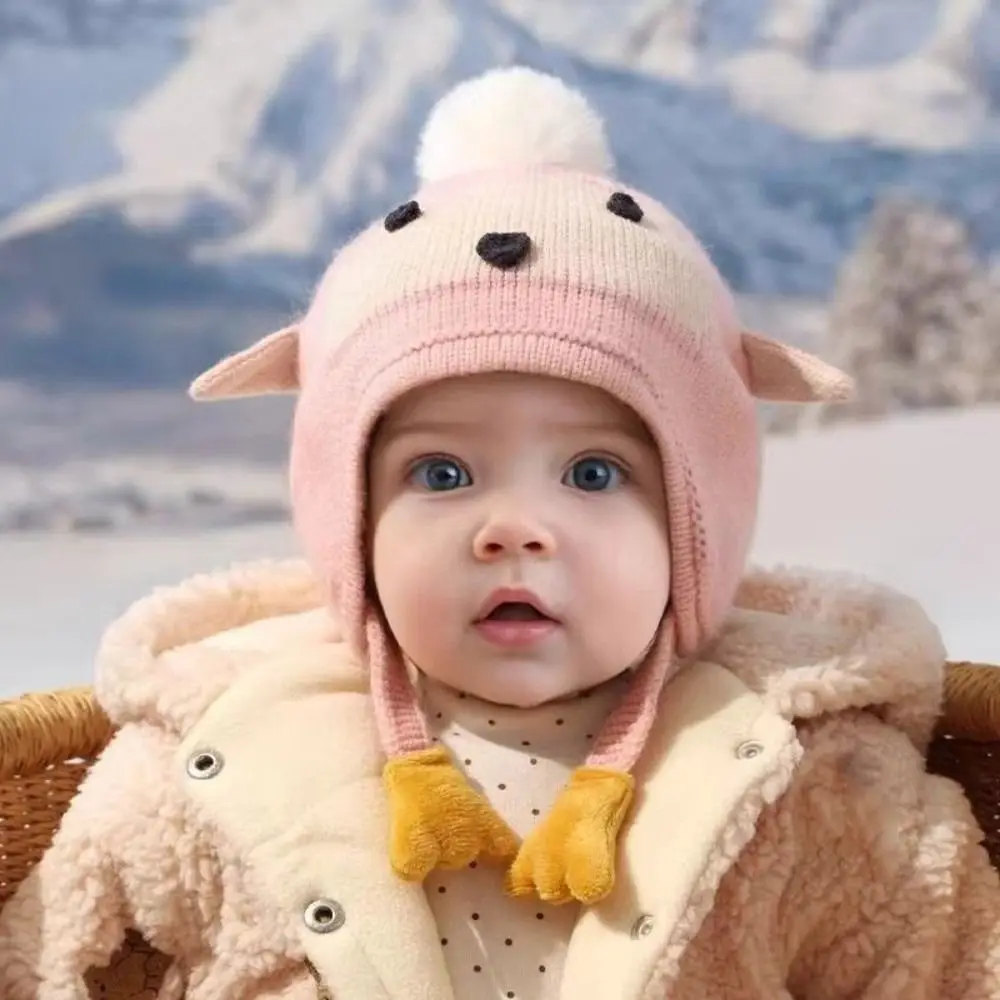 

Kawaii мультяшные шапки-бини с изображением пингвина, холодостойкая детская защитная шапка для ушей, ветрозащитная теплая зимняя пуловерная шапка, осень и зима