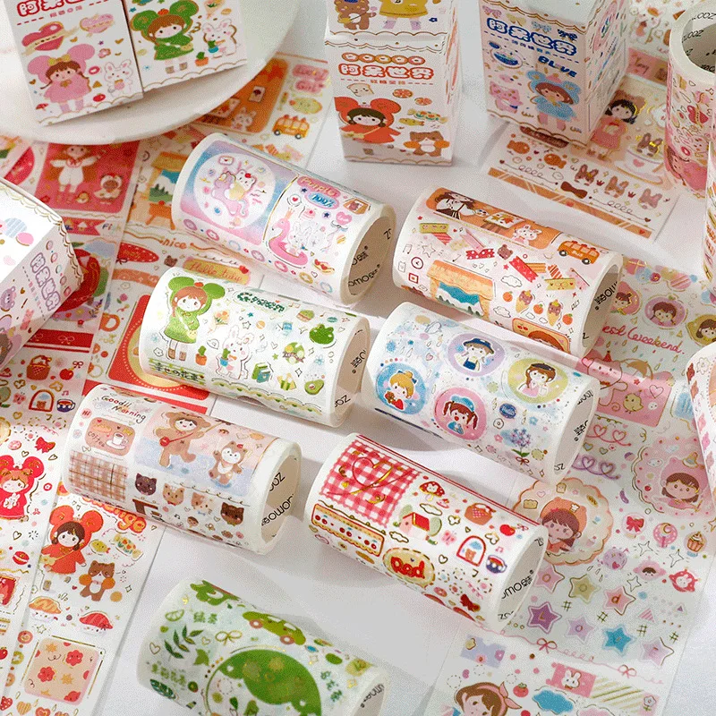 

1 Roll of Bronzing Washi Paper Tape A Dai World Series Fresh and Lovely Character Hand Book Album Decoration Stickers