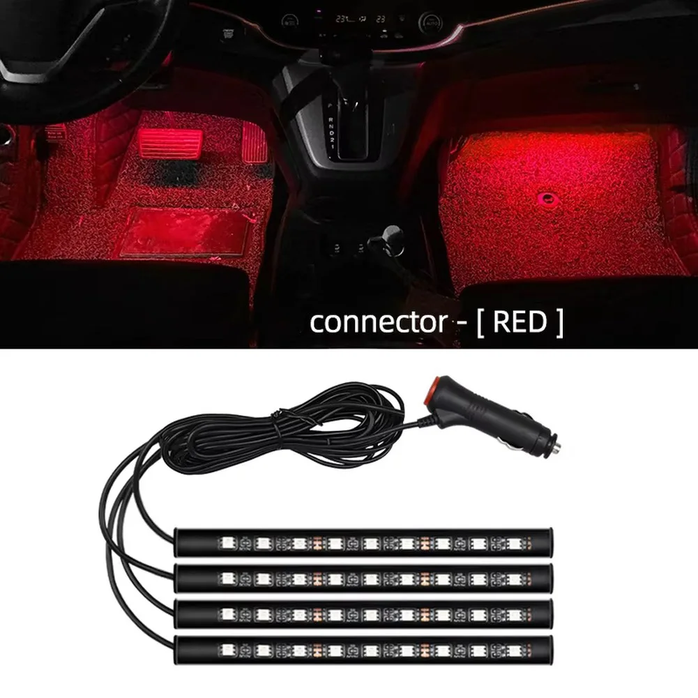 

12LED USB Car Ambient Light Strip Multicolor Interior Dashboard and Floor LED Foot Lighting Easy Fixing 13 Meters