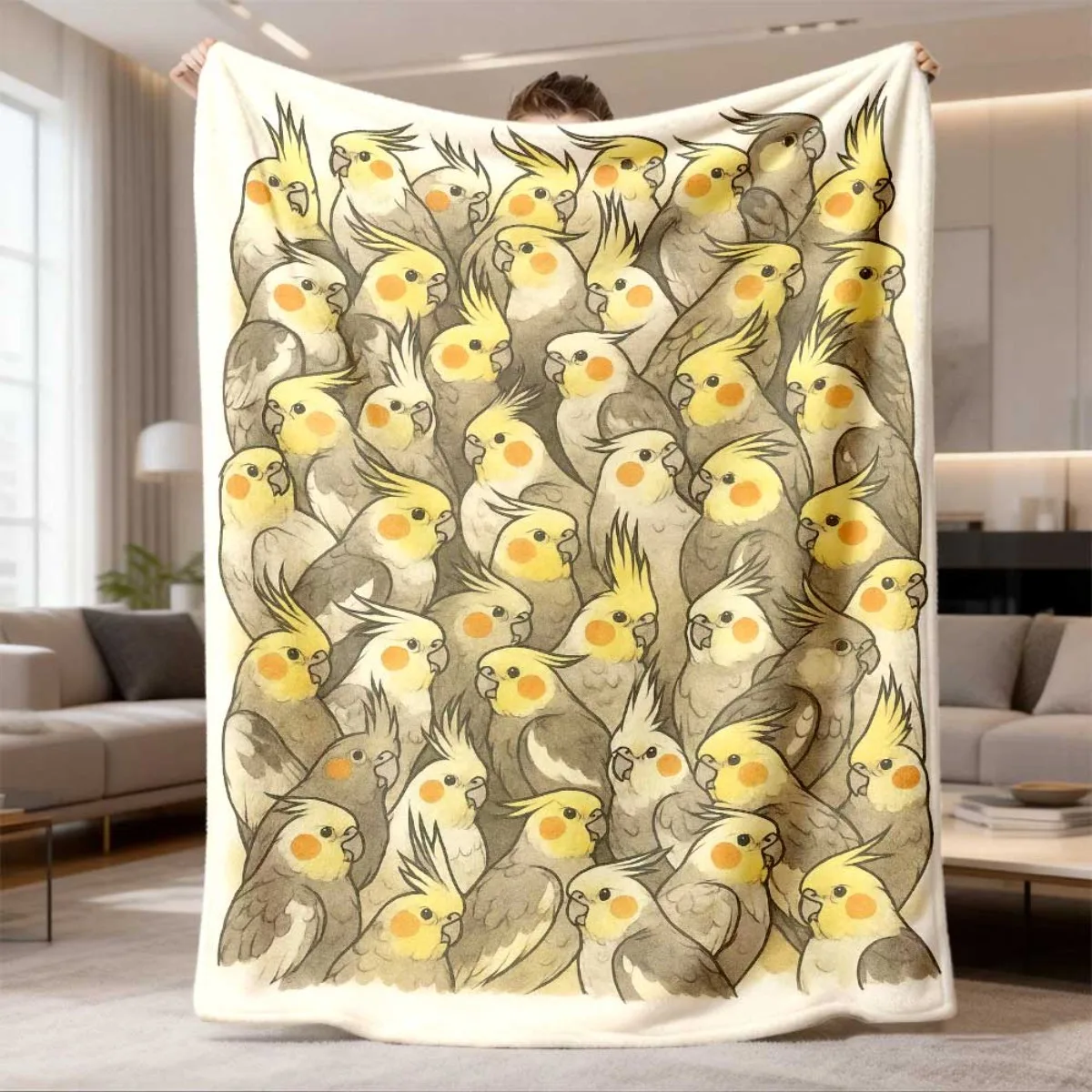 2026 New Arrival Flannel Blanket 1pc ZLIENSZUS Cockatiels Galore Flannel Blanket - Soft Warm All-Season Throw with Vibrant Bird