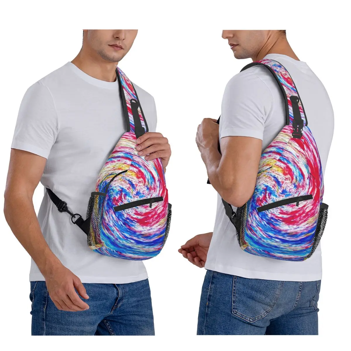 

Colorful Ink Spiral Chest Bag Men Sling Crossbody Backpack Chest Bag Travel Hiking Daypack Shoulder Bag