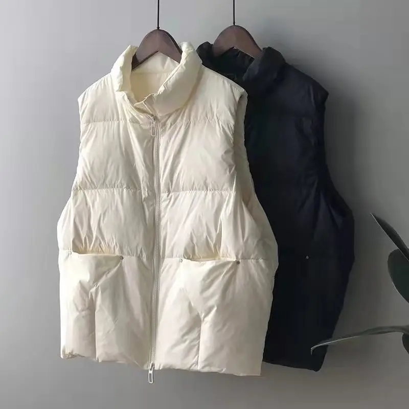 Chaleco de plumón de pato blanco para mujer, Parka ultraligera sin mangas, otoño e invierno, 90%