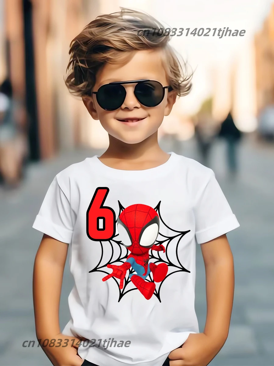 Marvel Spiderman Kids Birthday Party Tshirts Baby T-Shirt Tees Boys T Shirt with Clothes Children Fashion Tops image 6
