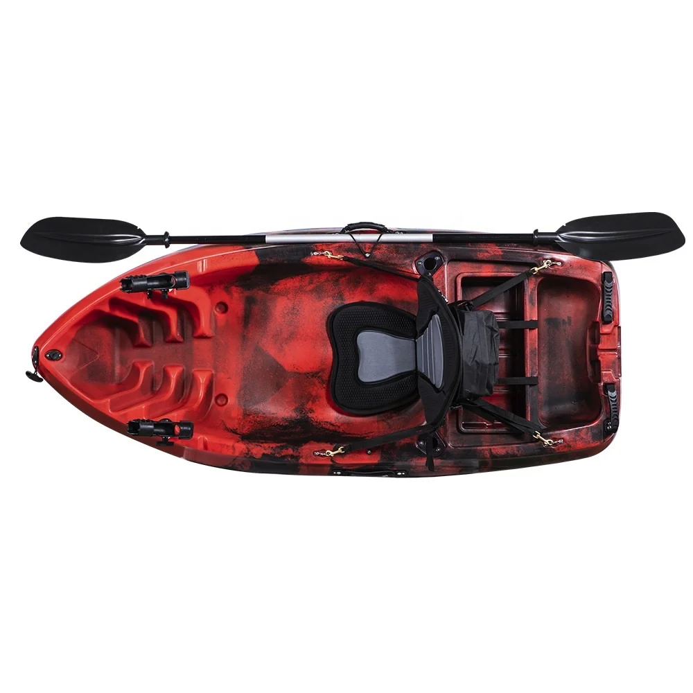 One Person Youth Fishing Kayak Plastic Single Pedal Drive LLDPE Rowing Canoe Ripper Canoe with Paddle