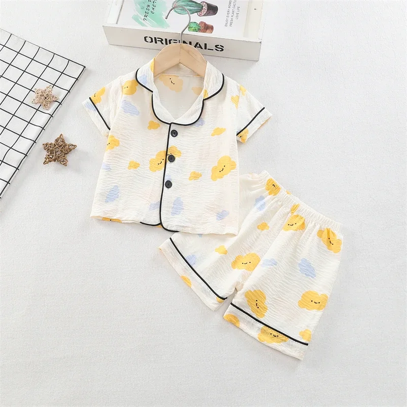 Nieuwe Zomer Baby Meisjes Kleding Pak Kinderen Nachtkleding Shirt Short 2 Stks/sets Kinderen Pyjama Baby Jongens Kleding Peuter Kostuum