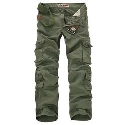 Moda askeri kargo pantolon erkekler gevşek Baggy taktik pantolon Oustdoor rahat pamuk kargo pantolon erkekler çok cepler büyük boy