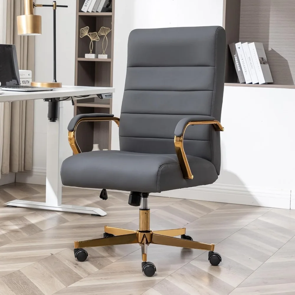 

Office Chair, Height Adjustable Faux Leather Executive Chair, Ergonomic High-Back Armchair, 360° Free-Moving Wheels