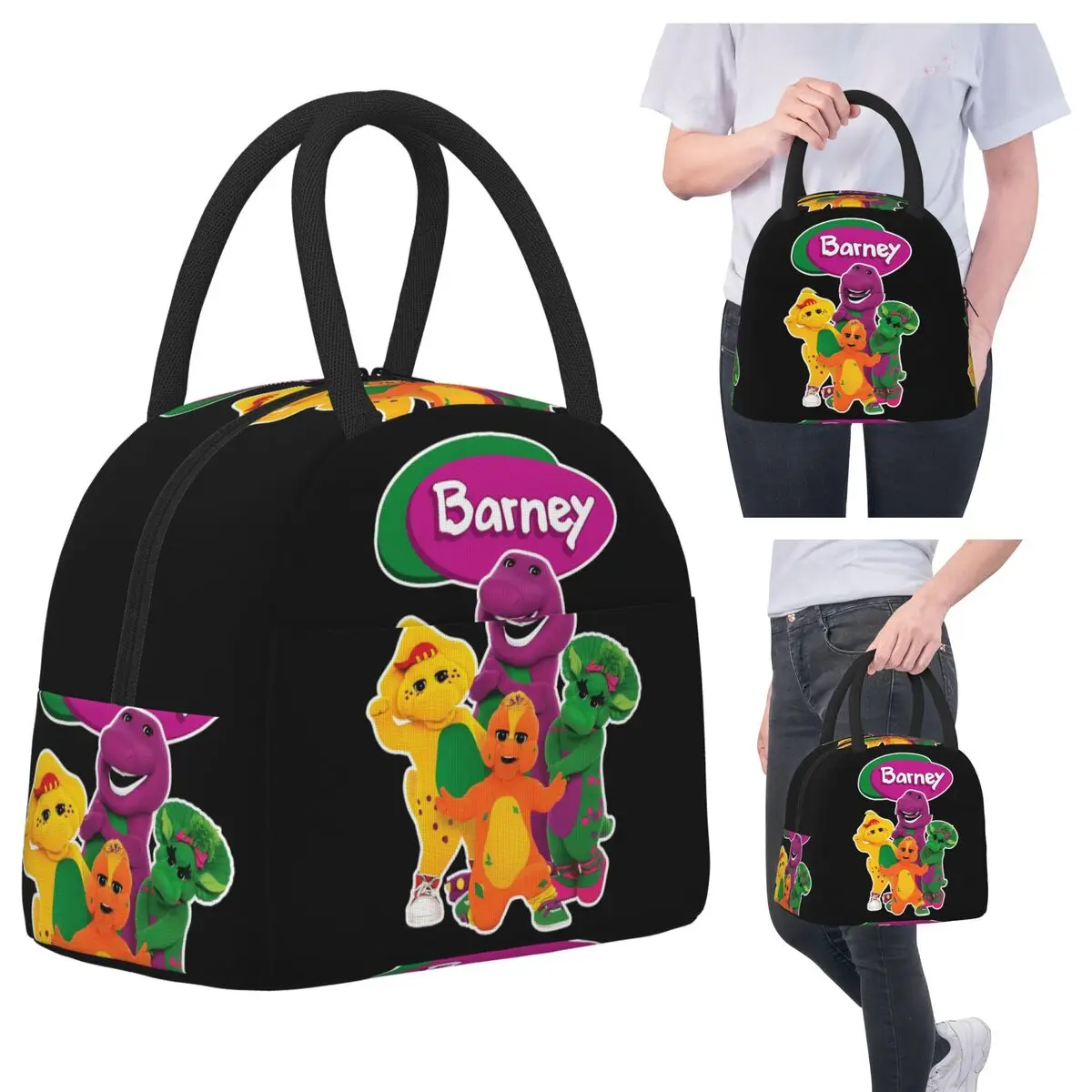 

Сумки для обеда Barney And Friends, изолированная коробка для бенто, портативная сумка для обеда, многоразовые сумки для пикника, сумка-холодильник для женщин и девочек, путешествия