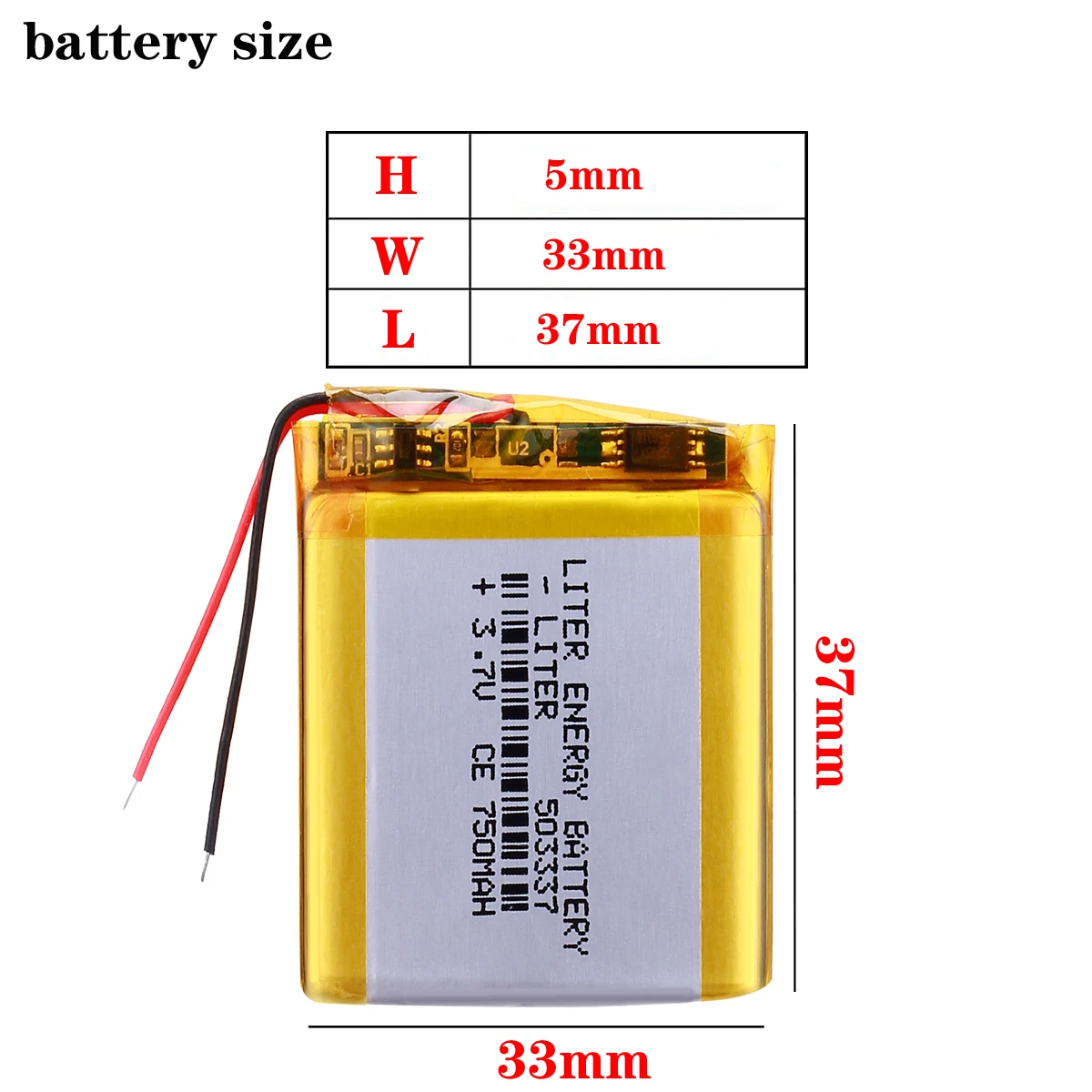 3.7V 503337 750mah Lithium Polymer Rechargeable Battery For baby monitor vb603 , angeleye ae210 video monitor