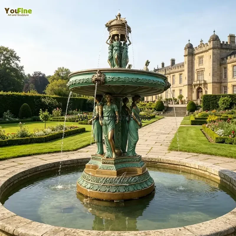 Wmwmnu for YouFine Classical Bronze Multi Tier Garden Water Fountain with Caryatid Statues and Lion Head Spouts Outdoor