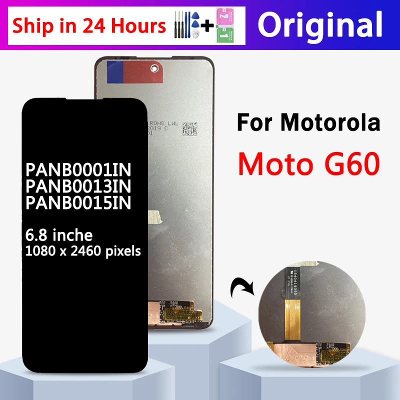

6.8''For Motorola Moto G60 LCD PANB0001IN, PANB0013IN, PANB0015IN Display Touch Screen Digitizer Assembly For MotoG60 Display