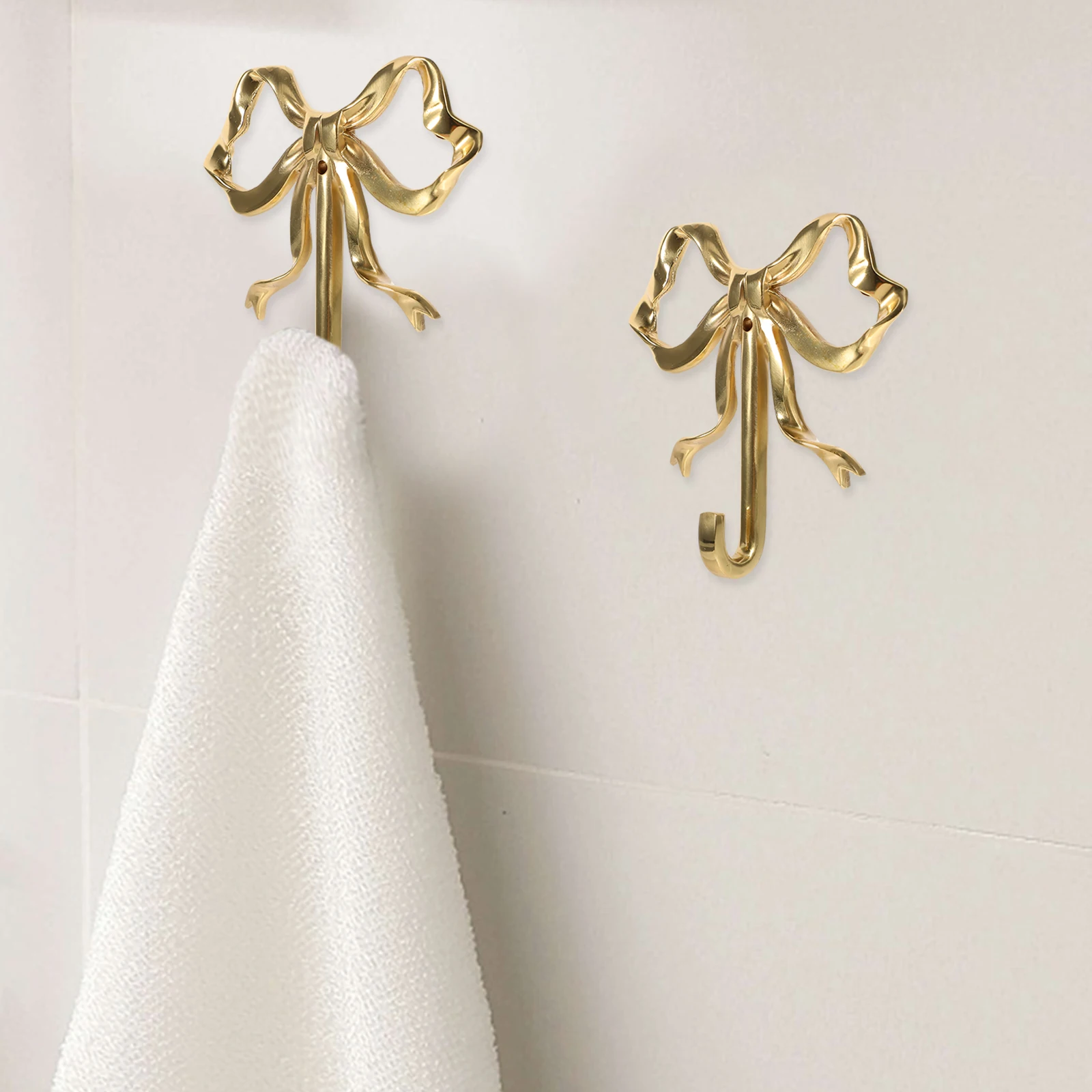 Nordic Retro Clothes Coat Hook Bowknot Luxury Solid Brass Wall Hanging Hook Bedroom Porch Bathroom Hat Towel hanger Home Decors