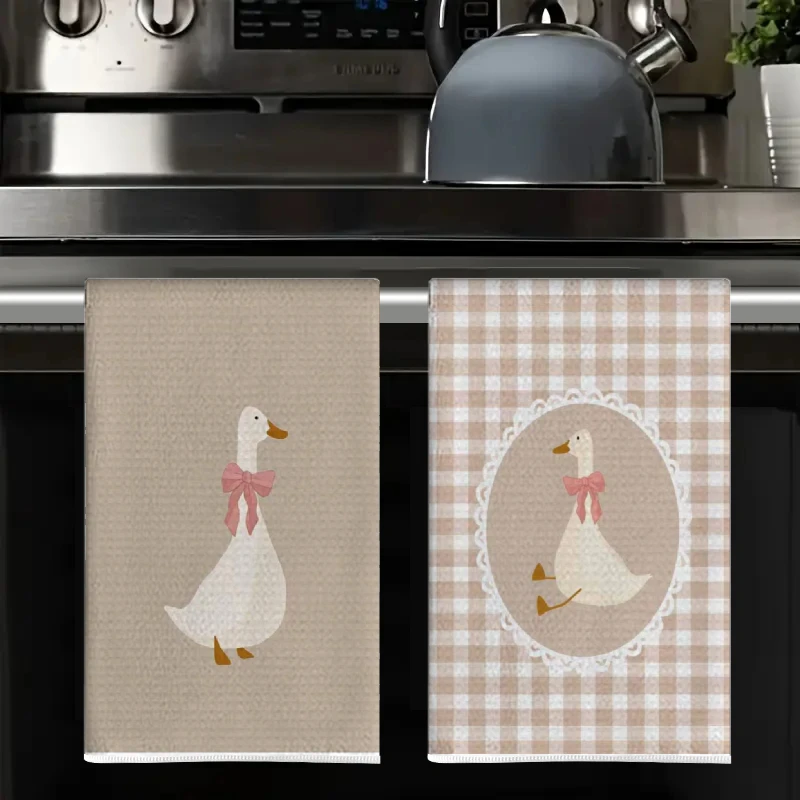 2Pcs, Cute Duck Kitchen Towels, 40Cm*60Cm Towel Set, Best Kitchen Towels, Super Absorbent Soft Cleaning Cloth, Cooking and Baking Tea Towel, Hand Towel, Cleaning Cloth, Dishcloth, Kitchen Decoration, Living Room Decorations, Kitchen Essentials, Home Essentials