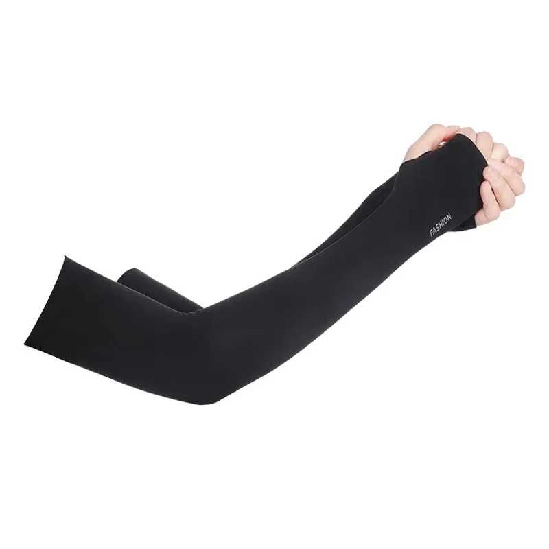Summer Ice Silk Arm Sleeves Riding Sports Sunscreen Arm Cuff Sleeve Fishnet Fingerless Long Gloves Black Punk Rock Mesh Glove