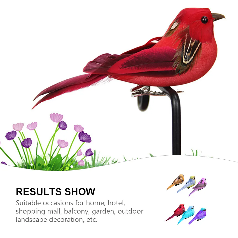 6pcs Simulation Bird Decor Colorful Lifelike Mini Bird Models For Garden Yard Home Decoration Tree Ornaments Animal Craft