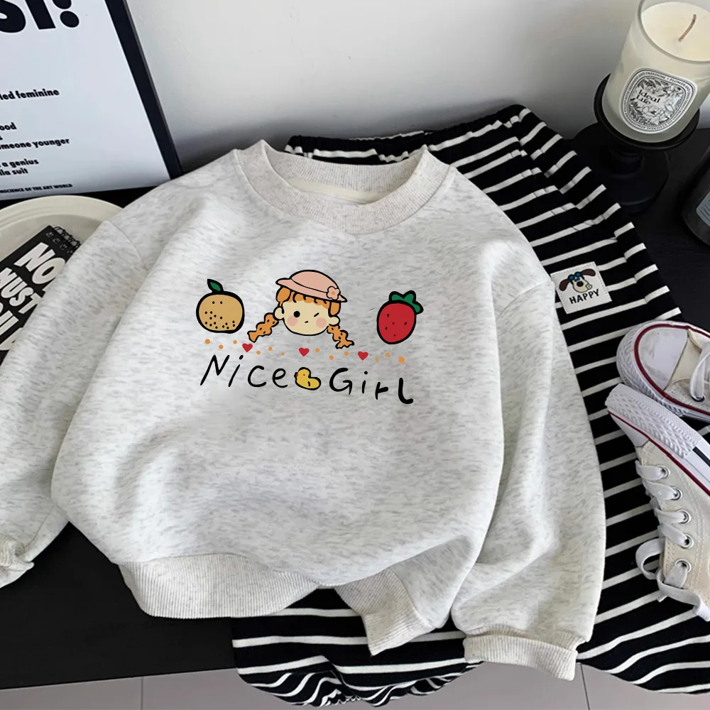 

Толстовка UNITIM для маленьких девочек, зимний утепленный свитер с мультяшным принтом для девочек, пуловеры с круглым вырезом, универсальный свитшот для маленькой девочки