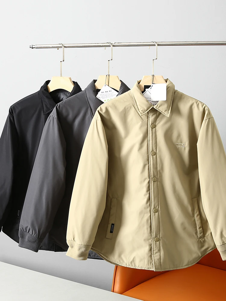 

Light Warm Sli Men's Casual down Jaet Collar Stand up Du Feather 90% Filling Youth Trend ort Sle Outerwear