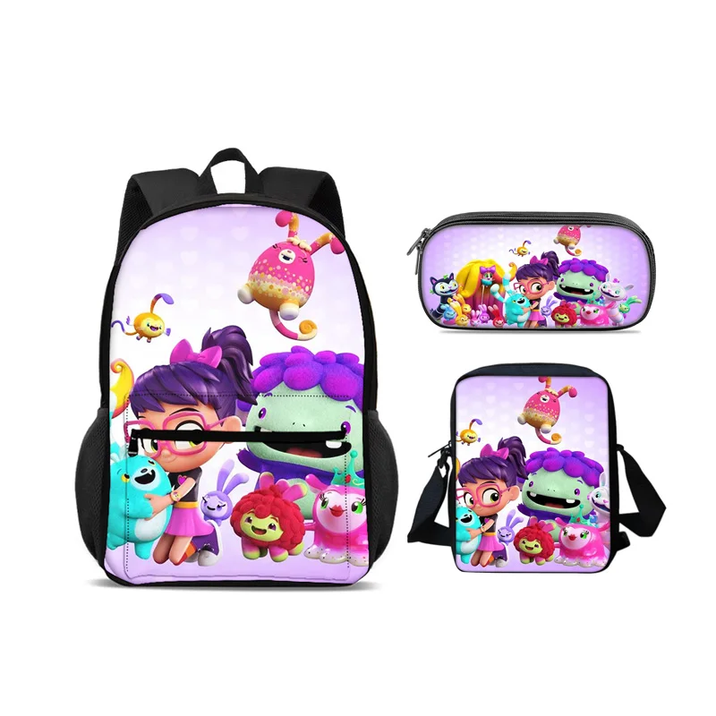 Abby Hatcher backpack pencil case shoulder bag 3Pcs Set new cartoon print, best birthday gift for boys and girls going to school