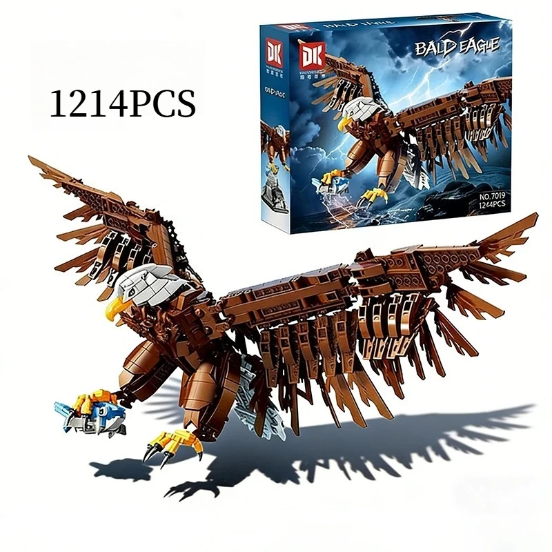 

1214PCS Creative National Bird Bald Eagle Building Blocks Home Decor Construction Bricks Toy Gift For Children Adult