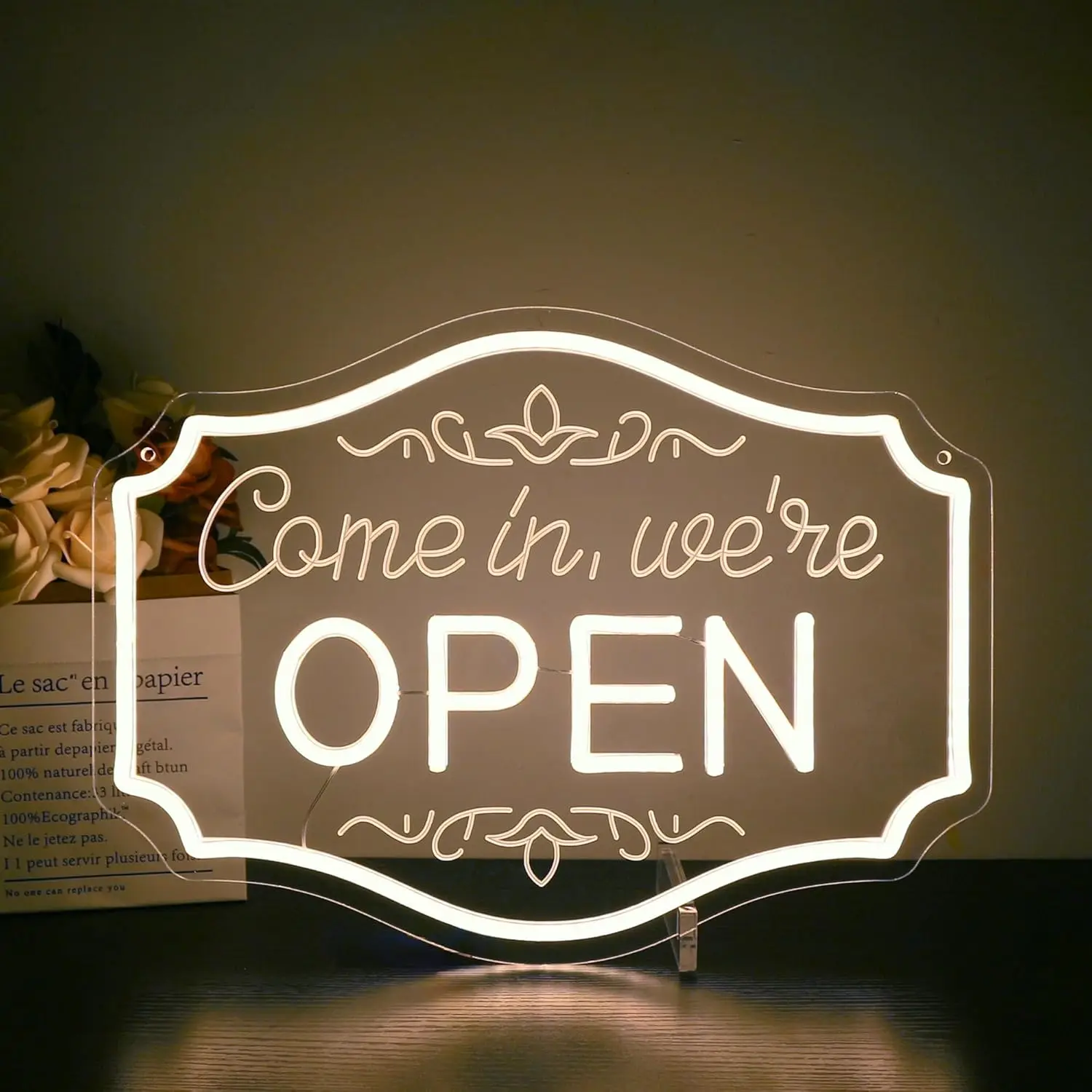 

Business Open Neon Sign Carving Design USB LED Ligh for Shop Restaurant Cafe Salon Tiki Bar Decoration personnalisé Gift ﻿