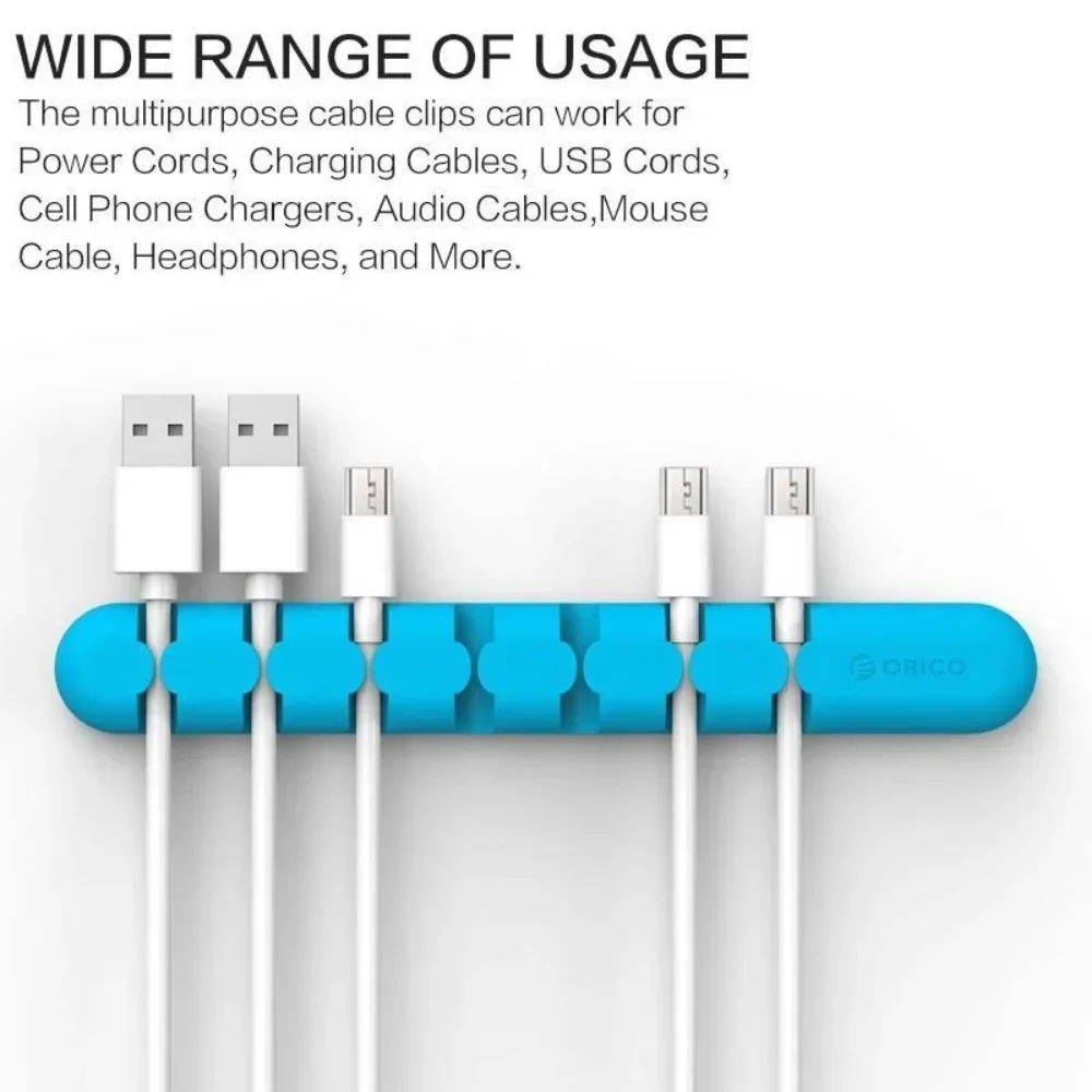 7-Slot Cable Clips Organizer Multi-Purpose Adhesive Cord Management for Electrical Wires Office Home Car Use